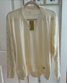 Michael Michael Kors Studded Sleeve Sweater – Bone White – Size L - NWT