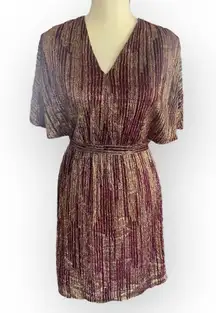 Halston Heritage Metallic Stripe Capelet Cocktail Dress