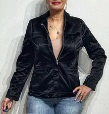 Susan Graver Style Black Satin Ruched Back Jacket Sz M