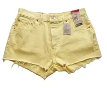 Levi's 501 Button Fly Jean Shorts Yellow Cut Off Hem Size 32 NWT