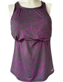 NIKE Women's Geometric Tankini Criss Cross Swimsuit Removable Pads Top Size L