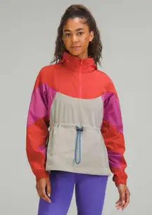 Lululemon Evergreen Anorak Pink Punch Pink Lychee Raw Linen Windbreaker