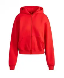 Skims cotton fleece  cropped zip up hoodie  Color ruby