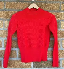 CARVEN wool sweater with intricate stitching red-orange color small