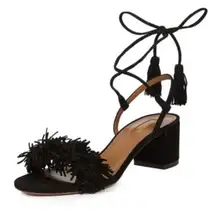 AQUAZZURA Wild Thing‎ 50 Suede Ankle Wrap Sandals w BOX Sz 41