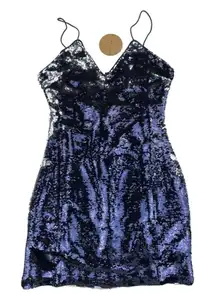 Honey Punch - Sequin Changing Mini Slip Dress in Blue & Silver