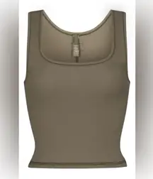 SKIMS Cotton Ribbed Tank ARMY NWT Size Small Super Rare Olive Green Tank Top