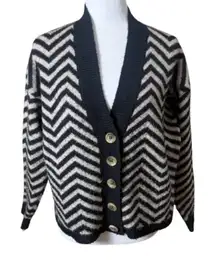 Nordstrom Lush Chevron Striped Chunky Knit Cardigan Size Small Fluffy