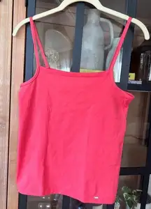 Wolford Cami Tank Top sleeveless square neck tee coral red spaghetti straps