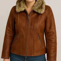 Vintage y2k 2000s Giacca Faux leather afghan penny Lane inspired jacket XL