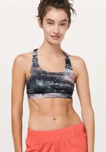 Lululemon Sports Bra Women Size 8 Azurite Poppy Coral Multi Invigorate Racerback