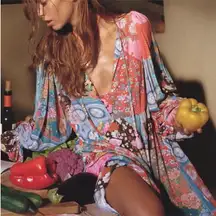 Spell & the Gypsy Collective Cha Cha Boho Midi Dress Patchwork Boho multicolor S