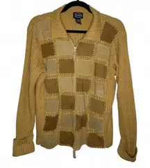 Designers Studio Original size small S patchwork leather vest with long sleeves