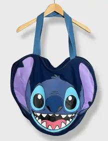 Disneyland Resort Lilo and Stitch Canvas Tote Bag Walt Disney Heart‎ Shaped Blue