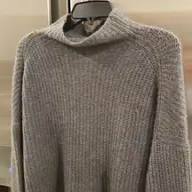 💕360 CASHMERE💕 Funnel Neck Pullover Sweater Mock Neck ~ Grey XS NWT