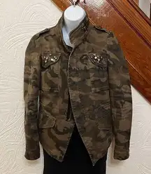 Zara Camo Spring Jacket Diamond Style Studs size S