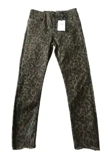 Zara High Waisted Leopard Print Slim Fit Fit Skinny Leg Ankle Jean 10X27 NWT