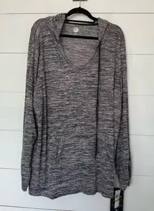 Gloria Vanderbilt Women’s 3X Grey Marled Pullover Hoodie Sweatshirt Sloane New