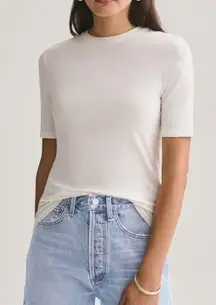 Agolde Elie Shirt Cream Ivory Short Sleeve Quarter Sleeve Top Basic