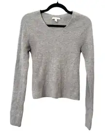 LUNYA Ribbed Knit Cashmere Lounge Top‎ Grey Medium