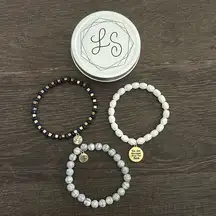 Lily Sky - 3 Piece Beaded Bracelet Set With Charms - New!