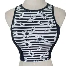 Betsey Johnson black and white daisy sports bra/ cropped tank