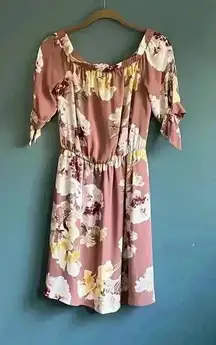 New York & Company blush, pink and yellow lightweight floral‎ dress women’s XS