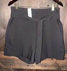 7th Avenue NY&Co NEW Shorts Womens 8 Dressy High-Waist Belted Flexible Black‎