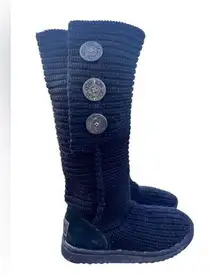 UGG Australia Tall Black Cardy Knit Women’s Button Sock Boots size 6