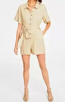 Womens XL Romper Linen Shorts Jumpsuit Classic Resort Elegant Preppy Boho Casual