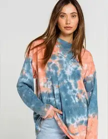 Free People We the Free Orange/Blue‎ Tie Dye Shirt Size Medium