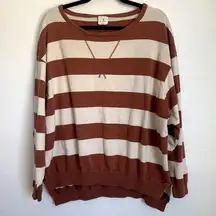 5/$25 By Together Striped Pullover in Brown/White
