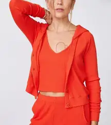 NWT Monrow Samba Red Brushed ribbed‎ V Neck Tank Top Size Large