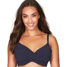 Sea Level Riviera Rib Twist Front Bikini Top Size 4 DD/ E Cup Black