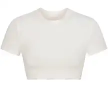 SKIMS Cotton Logo Super Cropped T-shirt Beige Large NWT