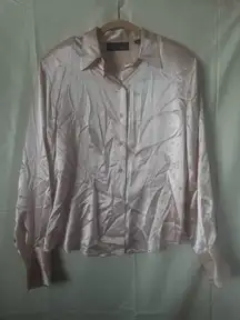 Linda Allard Ellen Tracy Women’s Light Pink Striped Button Down Blouse NWT 16