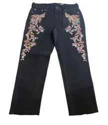 French Connection‎ Size 30 Floral Embroidered Straight Leg Jeans Western Cowgirl