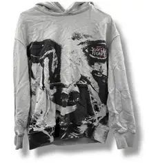 Suicidal Hearts Graphic Hoodie Women's XS Gray Punk Print Pullover Sweatshirt