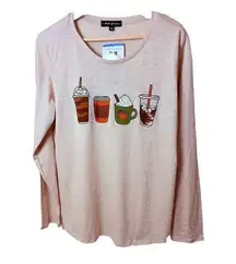 State Of Mine Top Womens Large Long Sleeve Harvest Fall Vibes Coffee Lovers Tee