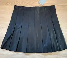 Antonio Melani “Maddie” Pleated Black Leather Mini Skirt, Size 8, NWT