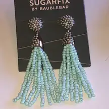 Baublebar Sugarfix Blue Seed Bead Beaded Boho Tassel Earrings