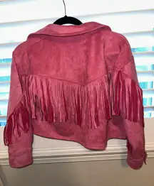 Pink Fringe Suede Jacket