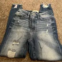 BKE Parker Skinny Jeans Womens size 24 Blue Denim High Rise Distressed Preppy