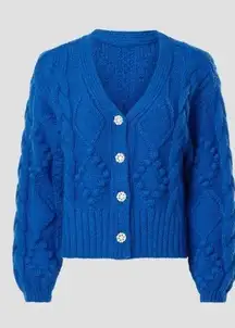 Slate and Willow cobalt blue chunky knit cardigan sweater size medium