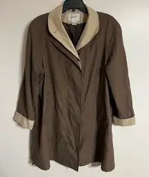 Women’s Vintage Jacqueline Ferrar Two Tone Tan Brown Long‎ Jacket Size Medium