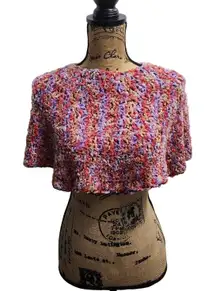 Dragon in Knots Crochet Bolero Shrug  Button Closure Colorful Handmade One Size