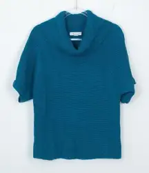 Coldwater Creek Womens Short‎ Sleeve Cowl Neck Knit Sweater Size M Blue Office