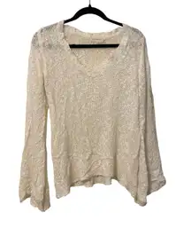 Dreamers White Bell Sleeve Knit Sweater Style ST349 Size Small
