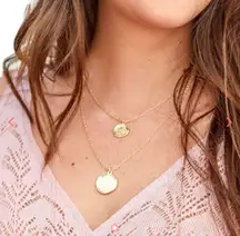 Gold Tone Double Layer Coin Necklace