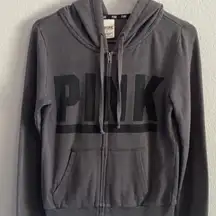 ⭐️VINTAGE⭐️ VICTORIA’S SECRET PINK VINTAGE DARK GREY ZIP-UP HOODIE JACKET